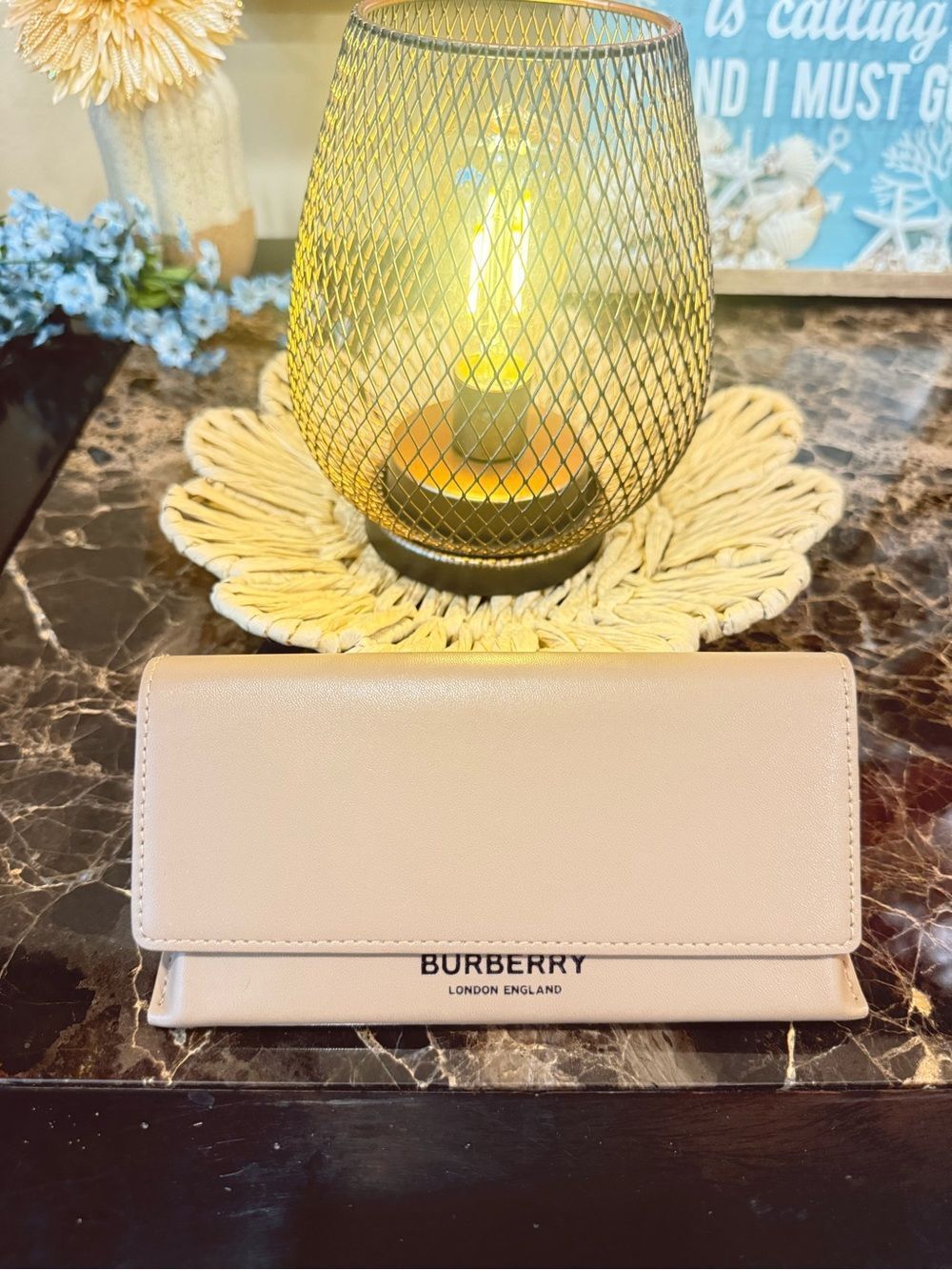 Burberry Pale Pink Leather Long Wallet